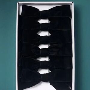 NWT Anthropologie Velvet Bow Clip-On Black Ornaments *Set of 6*